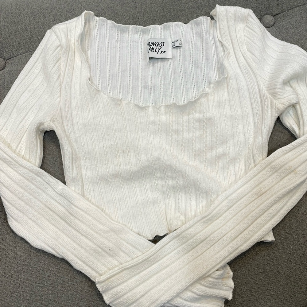 Princess Polly White Summer Long Sleeve, light sweater